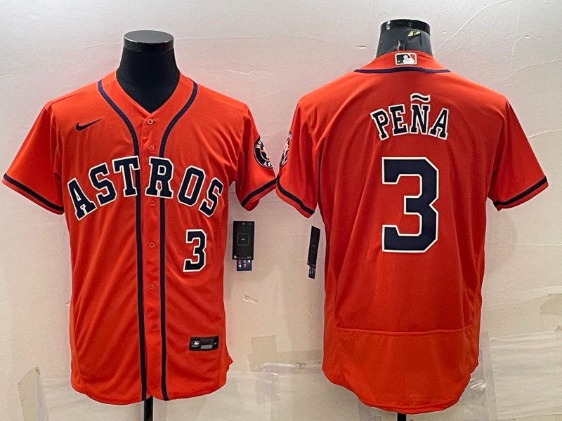 Men's Houston Astros #3 Jeremy Peña Orange Flex Base Stitched Baseball Jersey Men's Houston Astros #3 Jeremy Peña Orange Flex Base Stitched Baseball Jersey